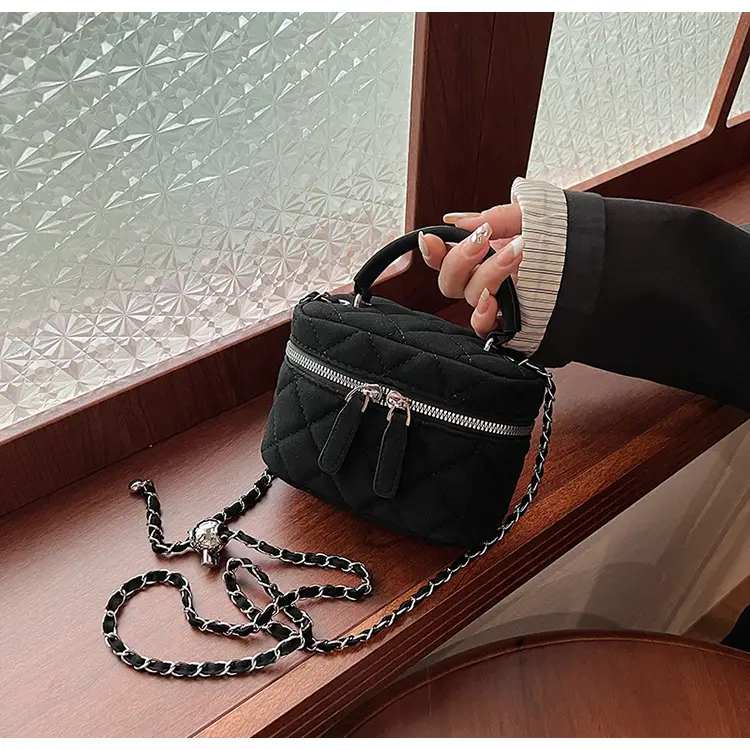 Brown Quilted Crossbody Bag with Chain for Women — feature 39