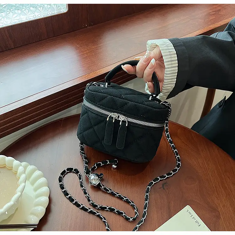Brown Quilted Crossbody Bag with Chain for Women — feature 40