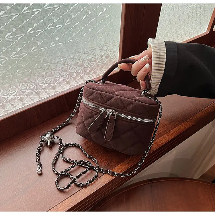 Brown Quilted Crossbody Bag with Chain for Women — feature 41