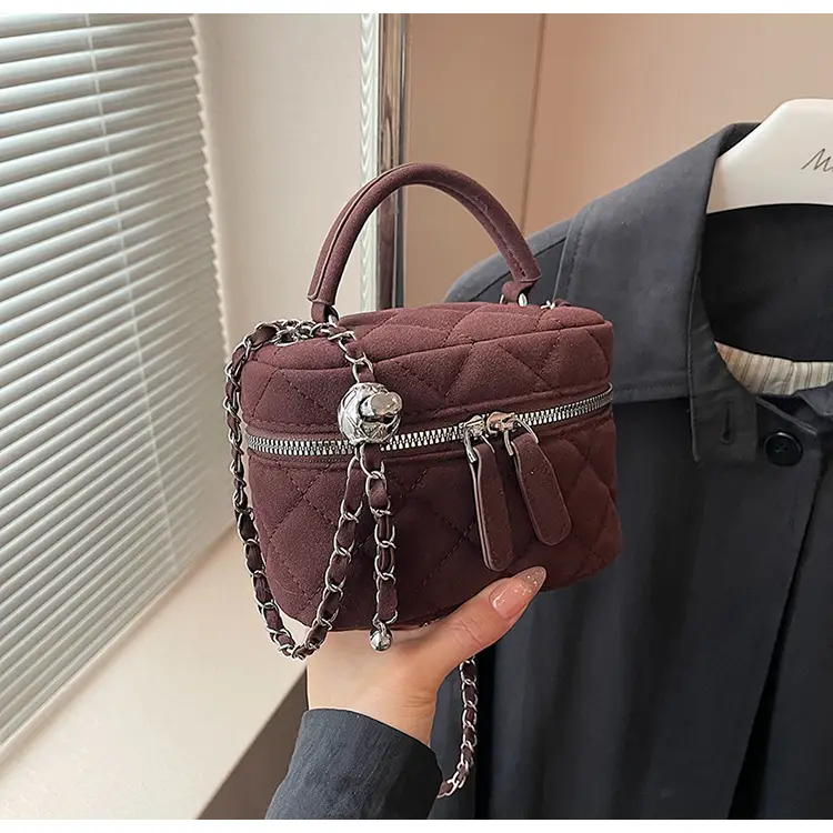 Brown Quilted Crossbody Bag with Chain for Women — feature 43