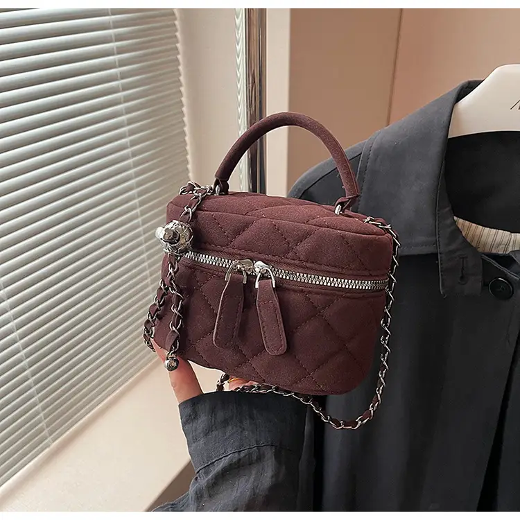 Brown Quilted Crossbody Bag with Chain for Women — feature 44