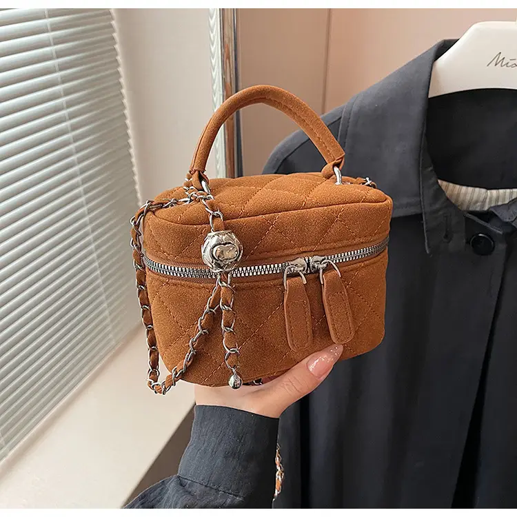 Brown Quilted Crossbody Bag with Chain for Women — feature 45