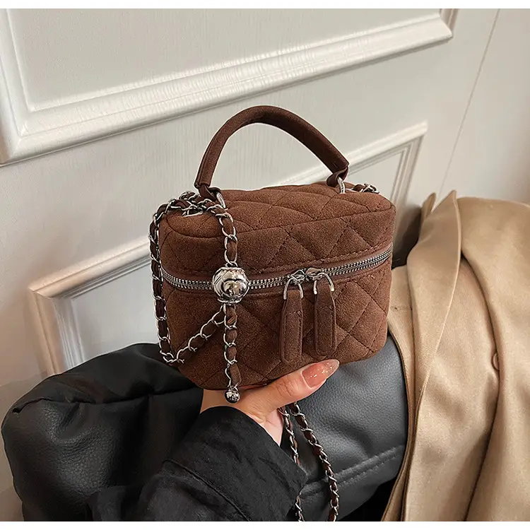 Brown Quilted Crossbody Bag with Chain for Women — feature 49