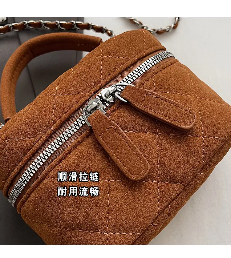 Brown Quilted Crossbody Bag with Chain for Women — feature 5