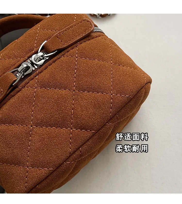 Brown Quilted Crossbody Bag with Chain for Women — feature 7