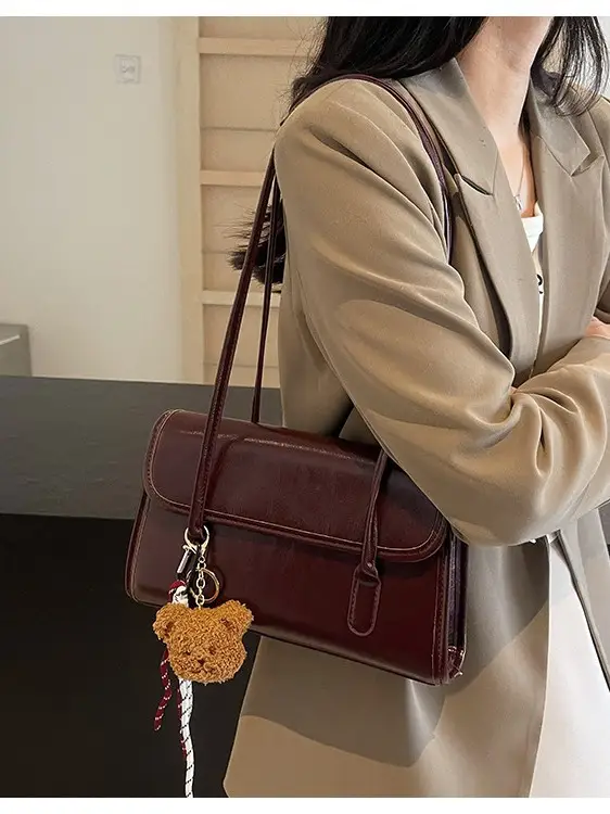 Women Cross-Border Retro Brown Shoulder Bag 2026 - Image 6