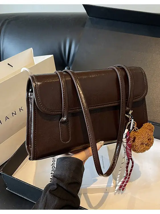 Women Cross-Border Retro Brown Shoulder Bag 2026 - Image 7