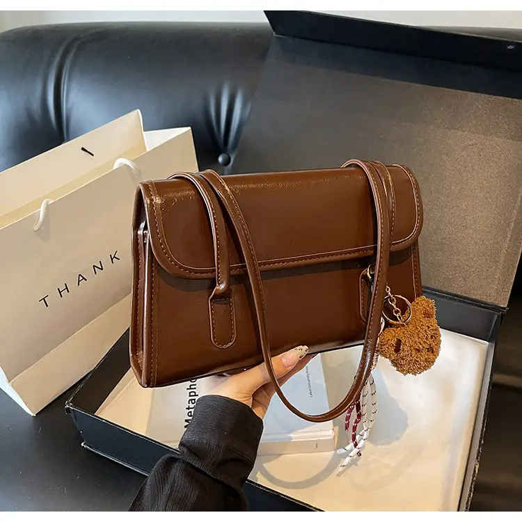 Women Cross-Border Retro Brown Shoulder Bag 2026 — feature 11