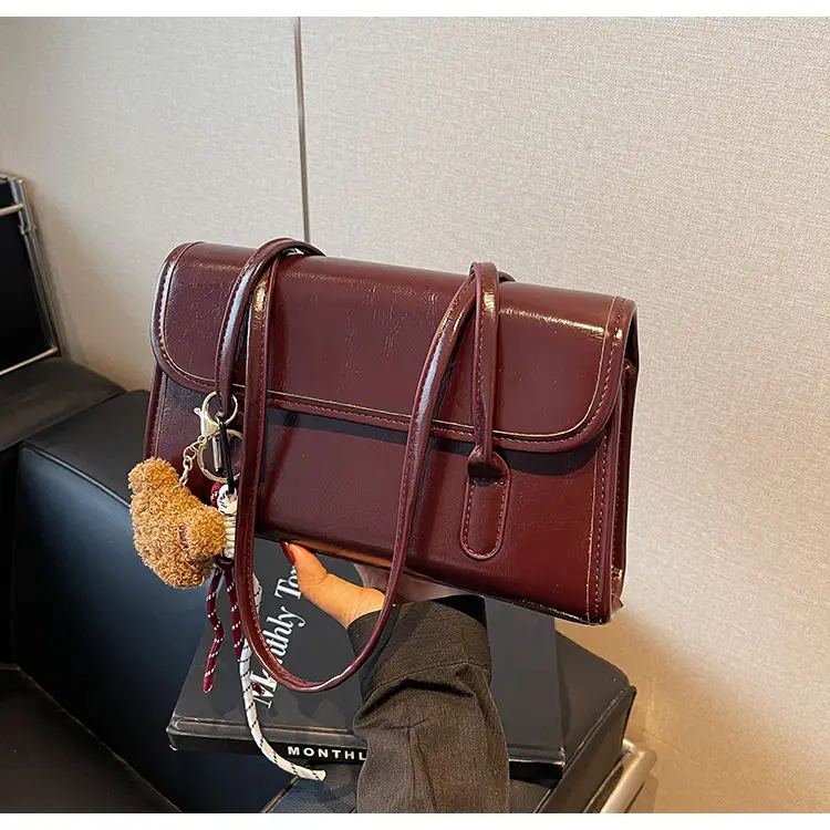 Women Cross-Border Retro Brown Shoulder Bag 2026 - Image 4