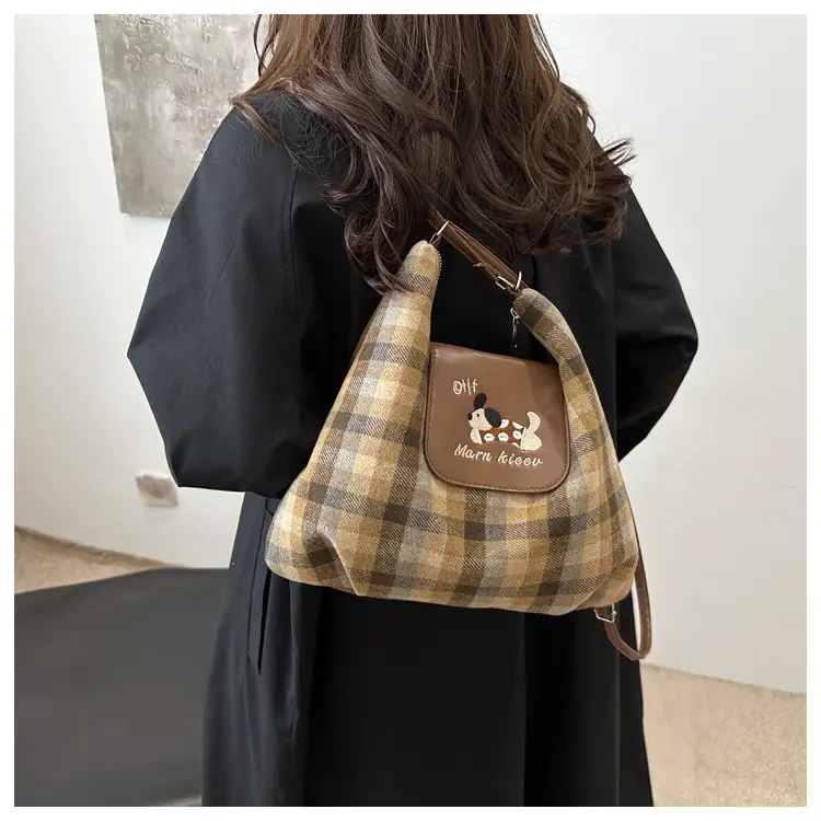 Korean Style Plaid Cartoon Puppy Backpack Bag Women 2024 — feature 20