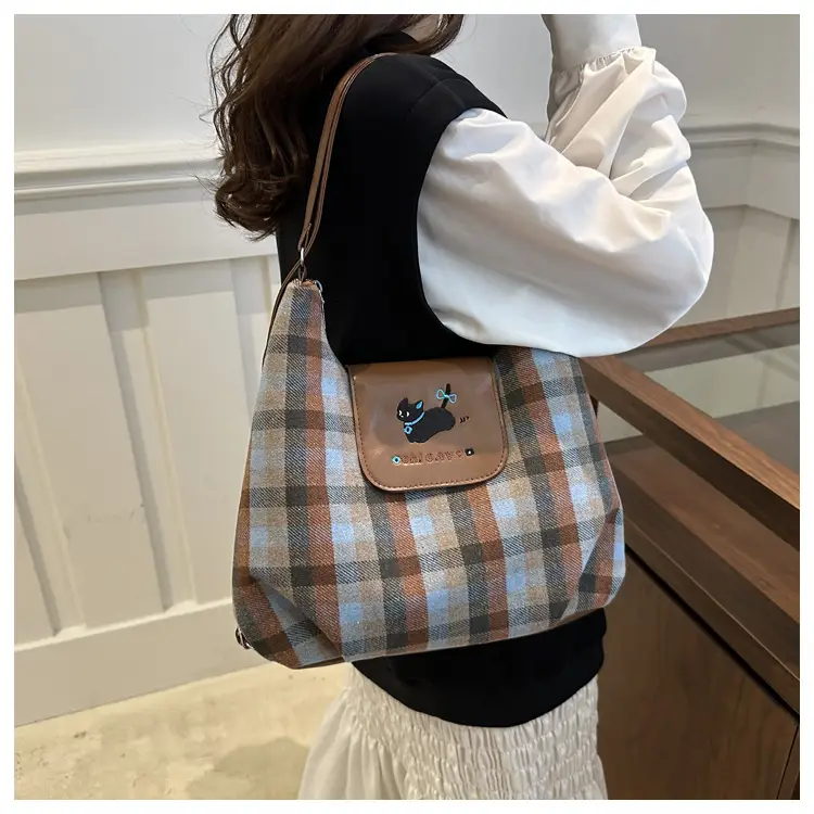 Korean Style Plaid Cartoon Puppy Backpack Bag Women 2024 — feature 22