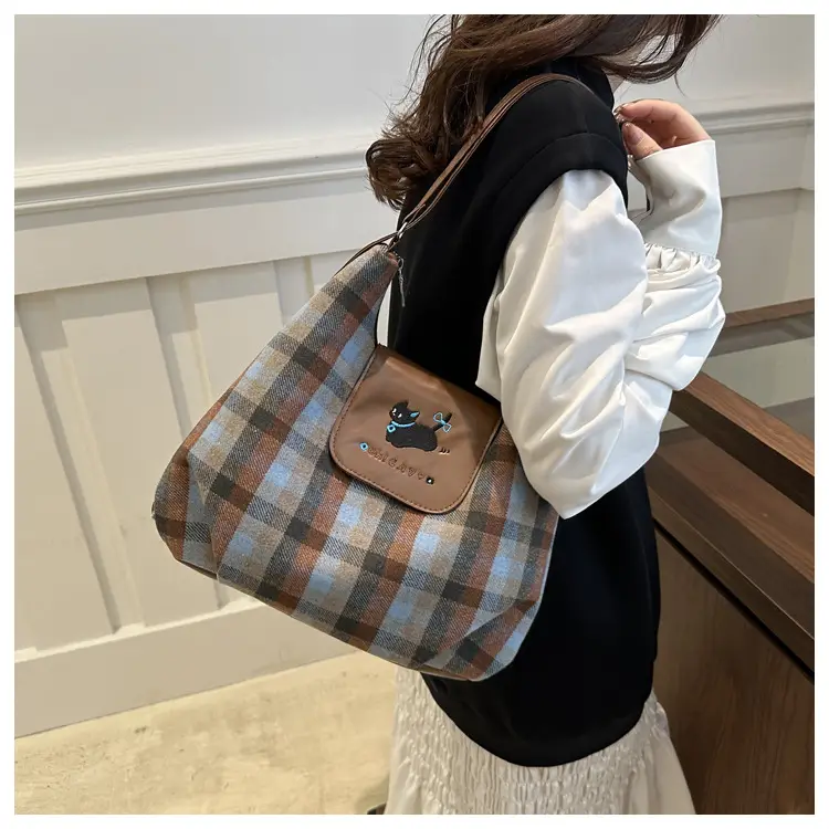 Korean Style Plaid Cartoon Puppy Backpack Bag Women 2024 — feature 23