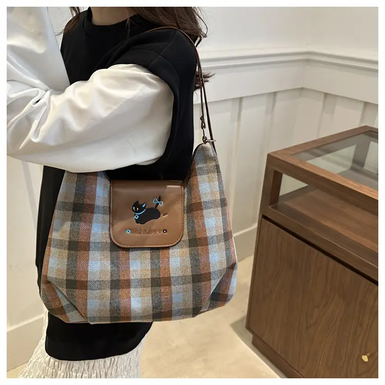 Korean Style Plaid Cartoon Puppy Backpack Bag Women 2024 — feature 29