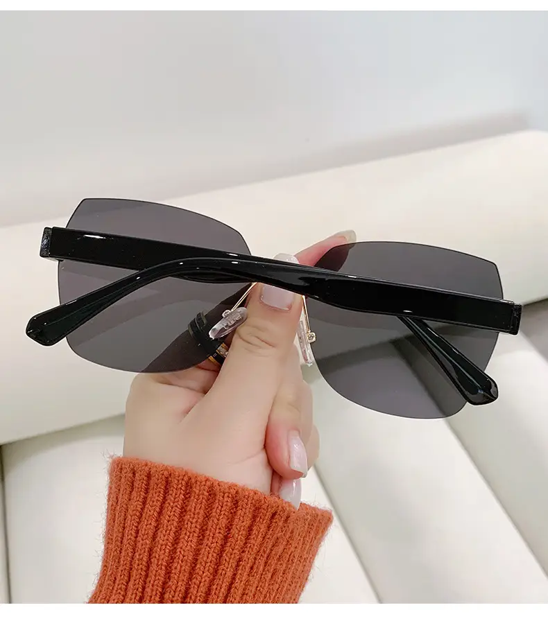 Women Rimless Sunglasses Anti-UV European American Trendy Driving Sunglasses β feature 12
