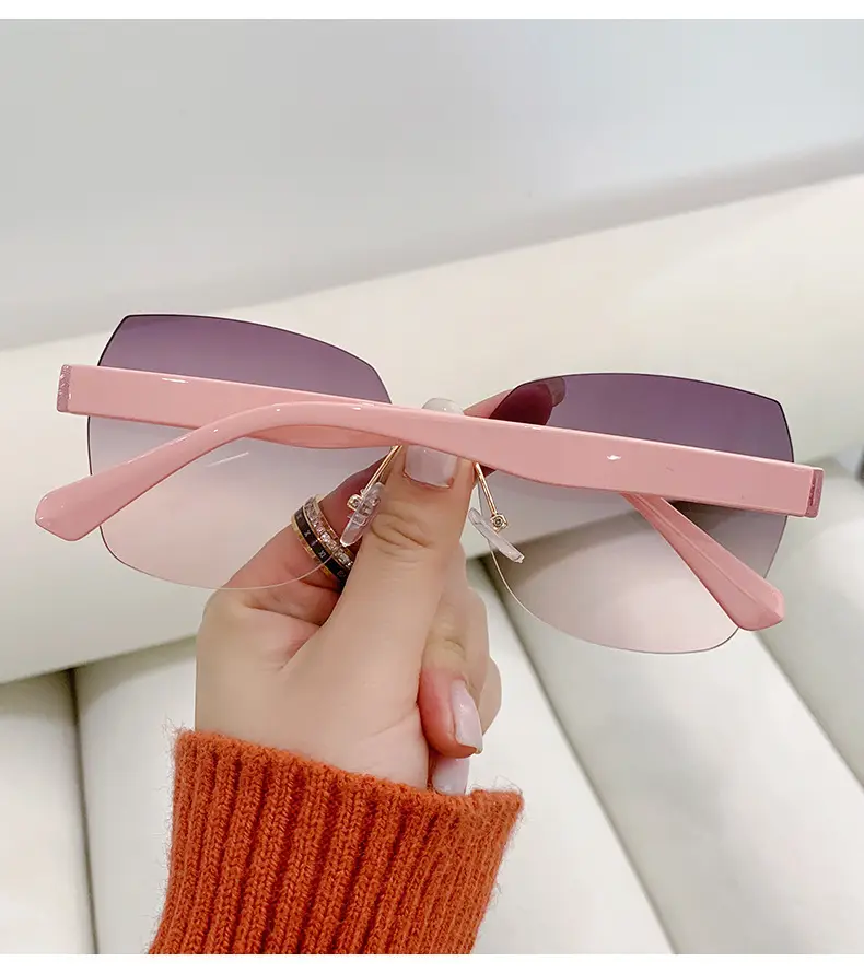 Women Rimless Sunglasses Anti-UV European American Trendy Driving Sunglasses β feature 18