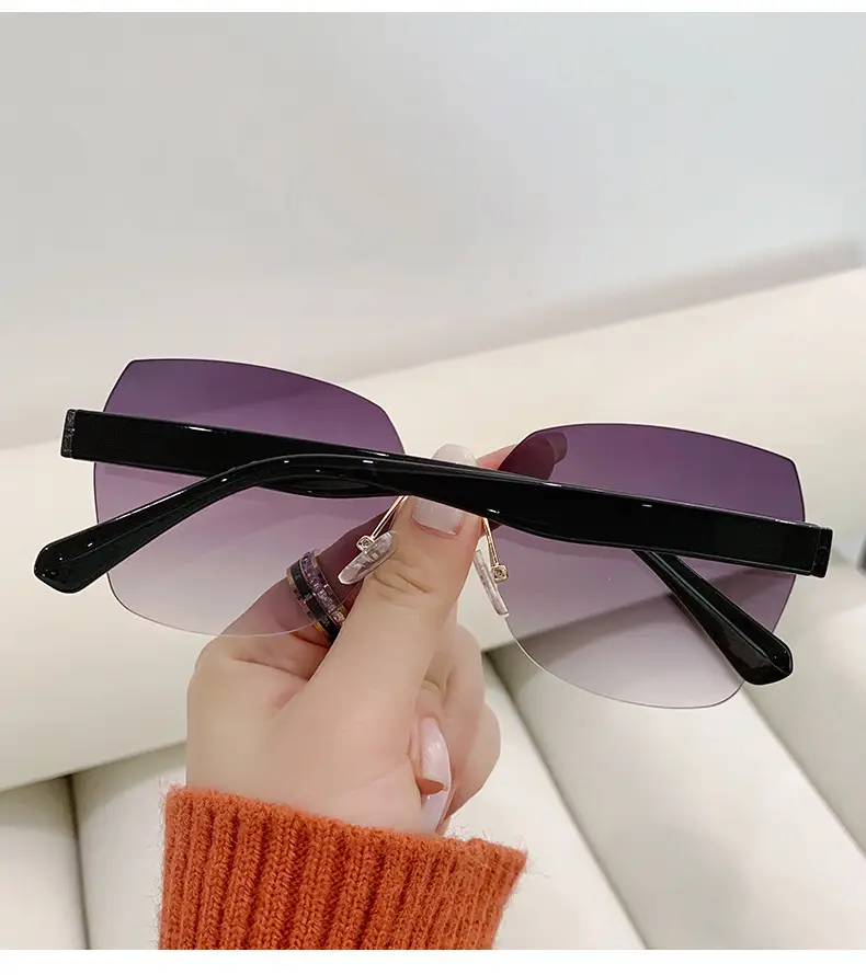 Women Rimless Sunglasses Anti-UV European American Trendy Driving Sunglasses β feature 20
