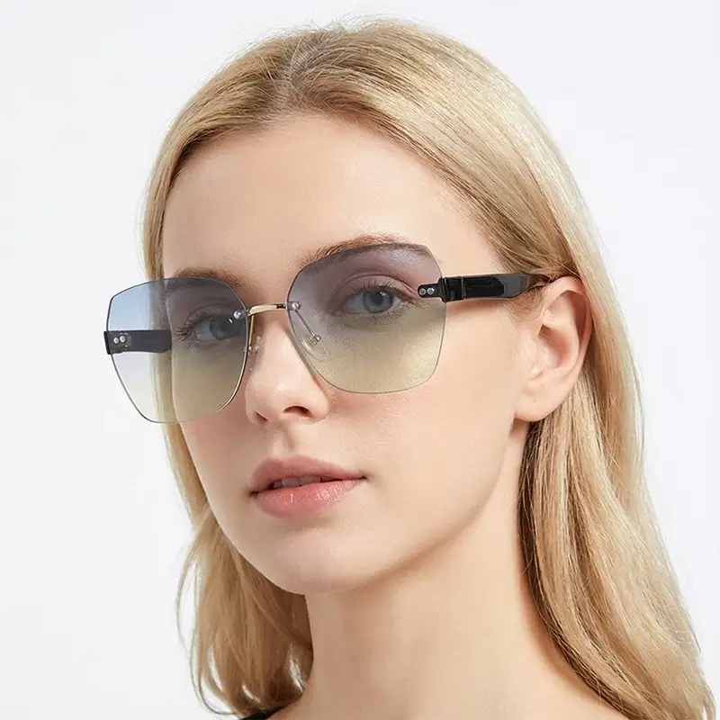 Women Rimless Sunglasses Anti-UV European American Trendy Driving Sunglasses β feature 6