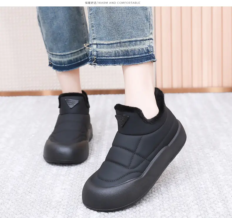 Women's Black Fleece Winter Boots Thick Bottom — feature 19