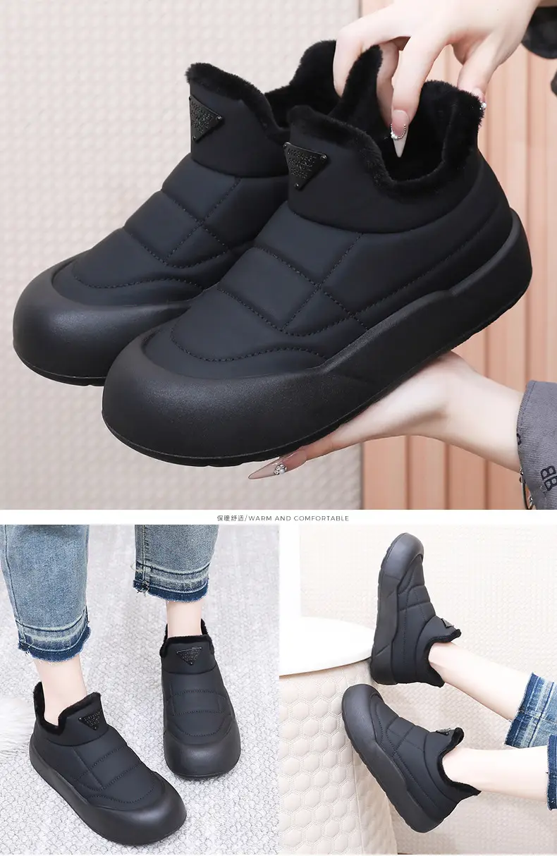 Women's Black Fleece Winter Boots Thick Bottom — feature 20
