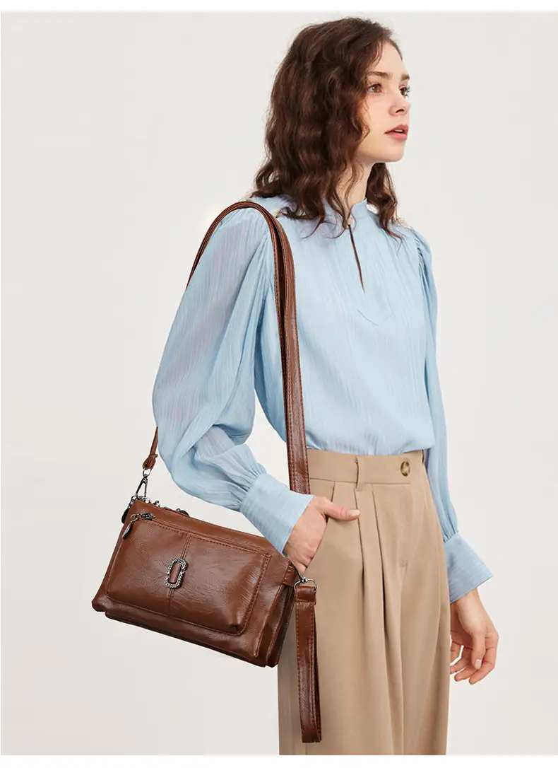 Black Textured Sheepskin Shoulder Crossbody Bag for Women — feature 19