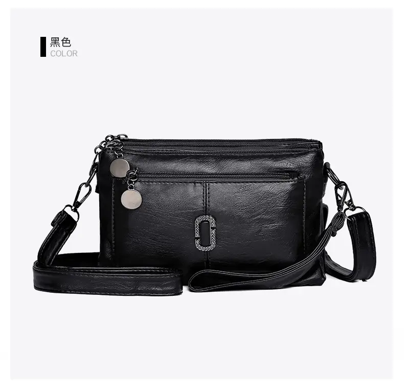 Black Textured Sheepskin Shoulder Crossbody Bag for Women — feature 22