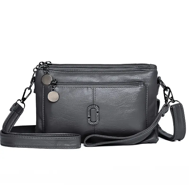 Black Textured Sheepskin Shoulder Crossbody Bag for Women - Image 5