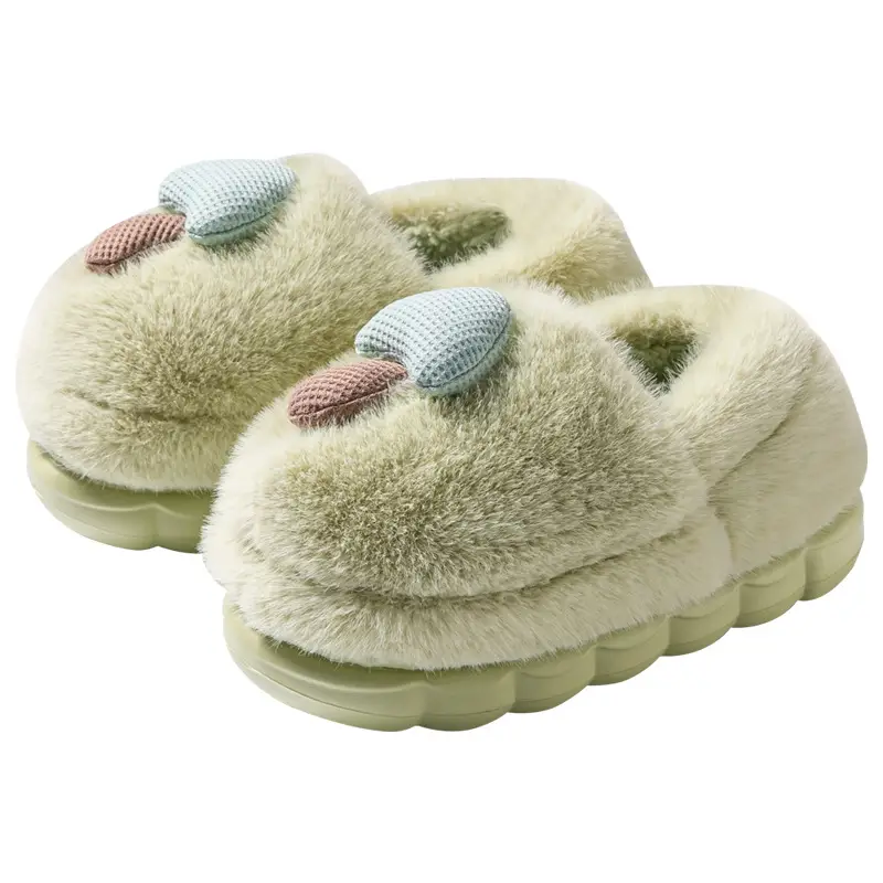 Cute Mushroom Cotton Slippers Women's Winter Warm Heel Household Non-slip Couple's fleece-lined Thick-soled Mao Mao Shoes for Women