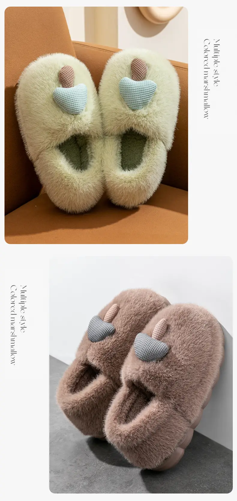 Cute Mushroom Cotton Slippers Women's Winter Warm Heel Household Non-slip Couple's fleece-lined Thick-soled Mao Mao Shoes for Women — feature 14