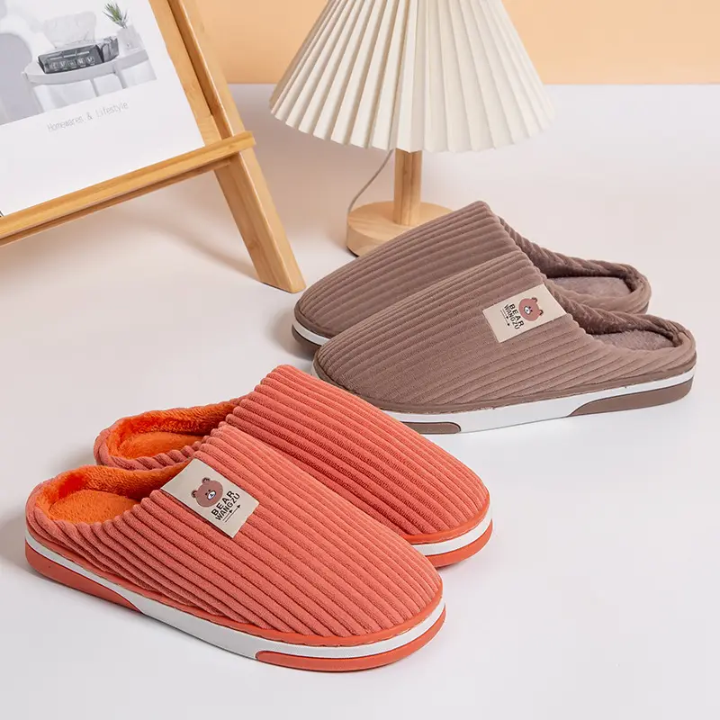 Cross-border cotton slippers autumn and winter warm two-color TPR bottom non-slip odorless home warm feet winter Mao Mao slippers