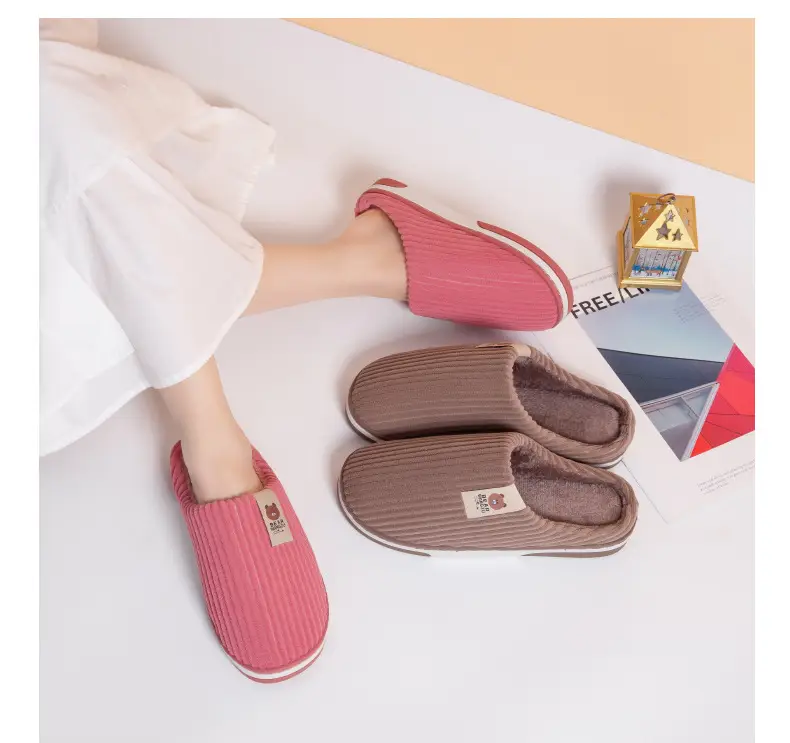 Cross-border cotton slippers autumn and winter warm two-color TPR bottom non-slip odorless home warm feet winter Mao Mao slippers — feature 16