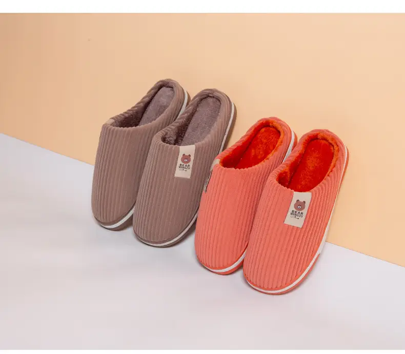 Cross-border cotton slippers autumn and winter warm two-color TPR bottom non-slip odorless home warm feet winter Mao Mao slippers — feature 17