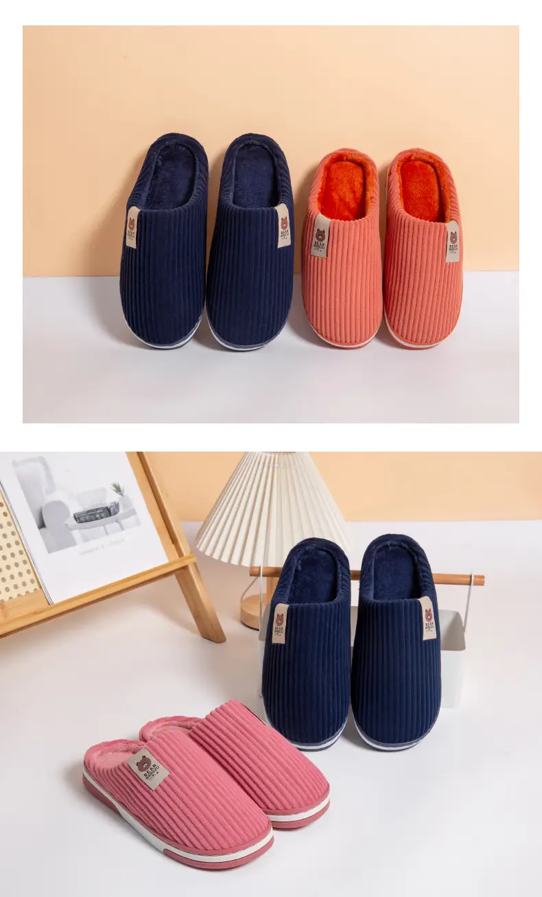Cross-border cotton slippers autumn and winter warm two-color TPR bottom non-slip odorless home warm feet winter Mao Mao slippers — feature 18