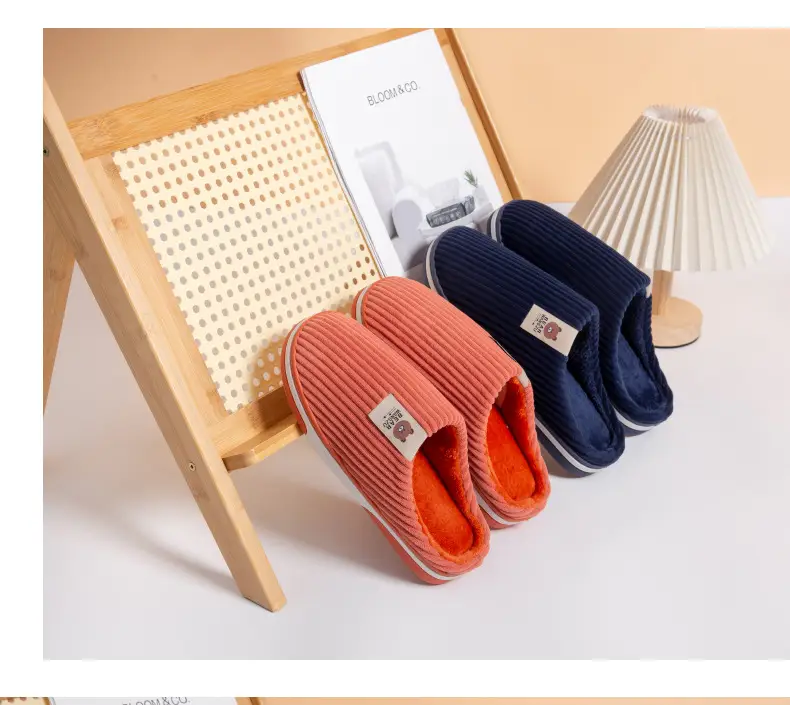 Cross-border cotton slippers autumn and winter warm two-color TPR bottom non-slip odorless home warm feet winter Mao Mao slippers — feature 21