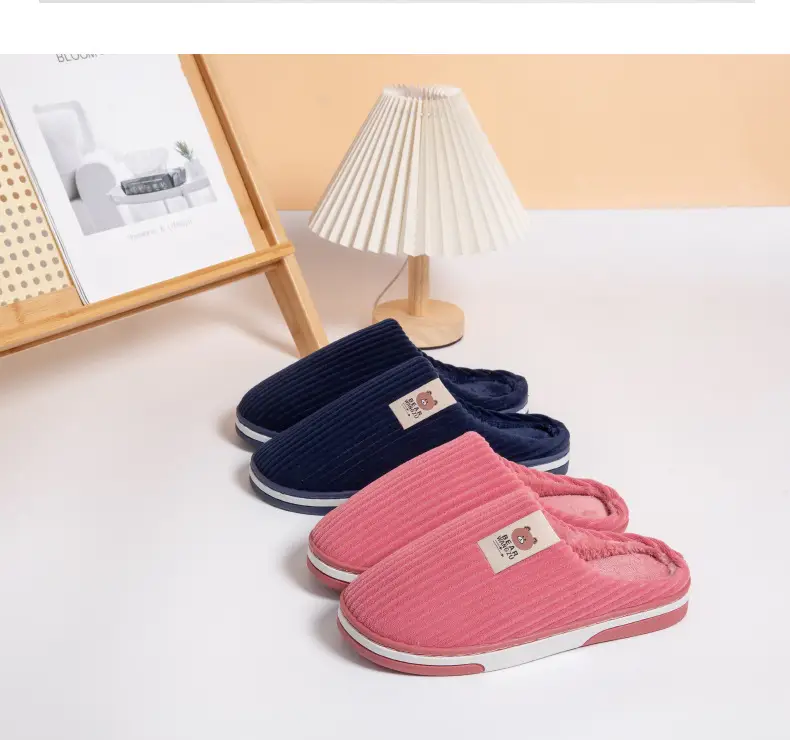 Cross-border cotton slippers autumn and winter warm two-color TPR bottom non-slip odorless home warm feet winter Mao Mao slippers — feature 24