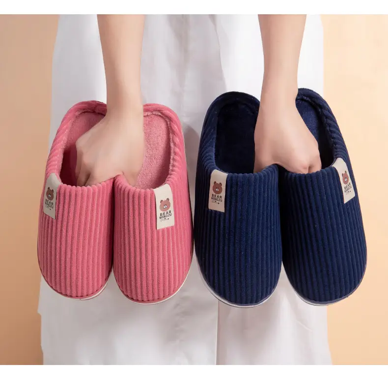 Cross-border cotton slippers autumn and winter warm two-color TPR bottom non-slip odorless home warm feet winter Mao Mao slippers — feature 4