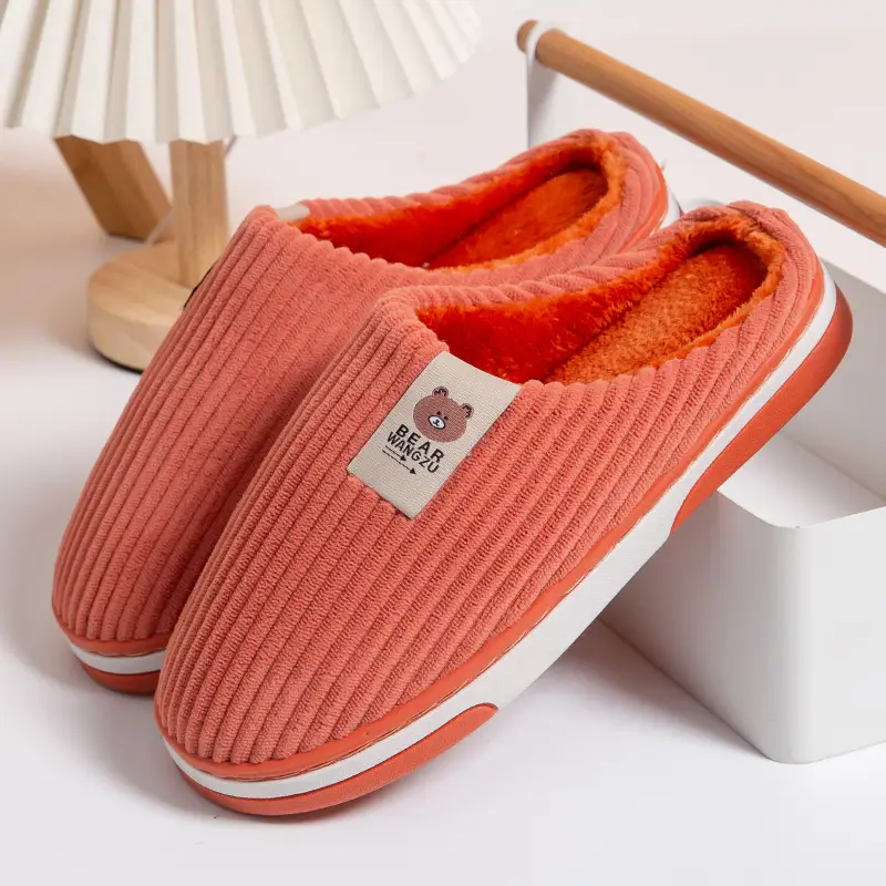 Cross-border cotton slippers autumn and winter warm two-color TPR bottom non-slip odorless home warm feet winter Mao Mao slippers