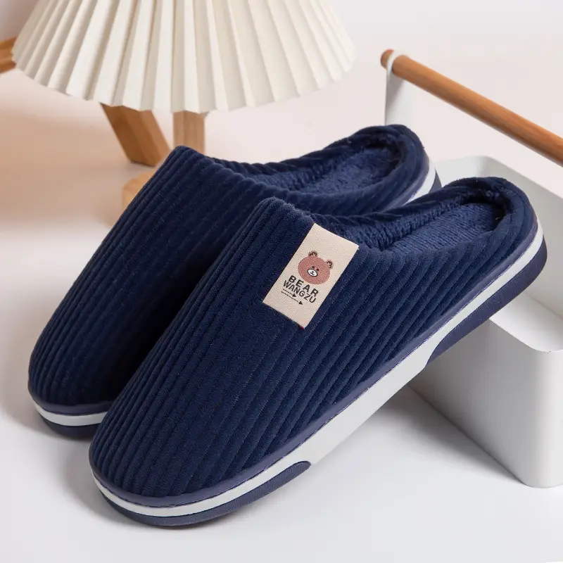 Cross-border cotton slippers autumn and winter warm two-color TPR bottom non-slip odorless home warm feet winter Mao Mao slippers