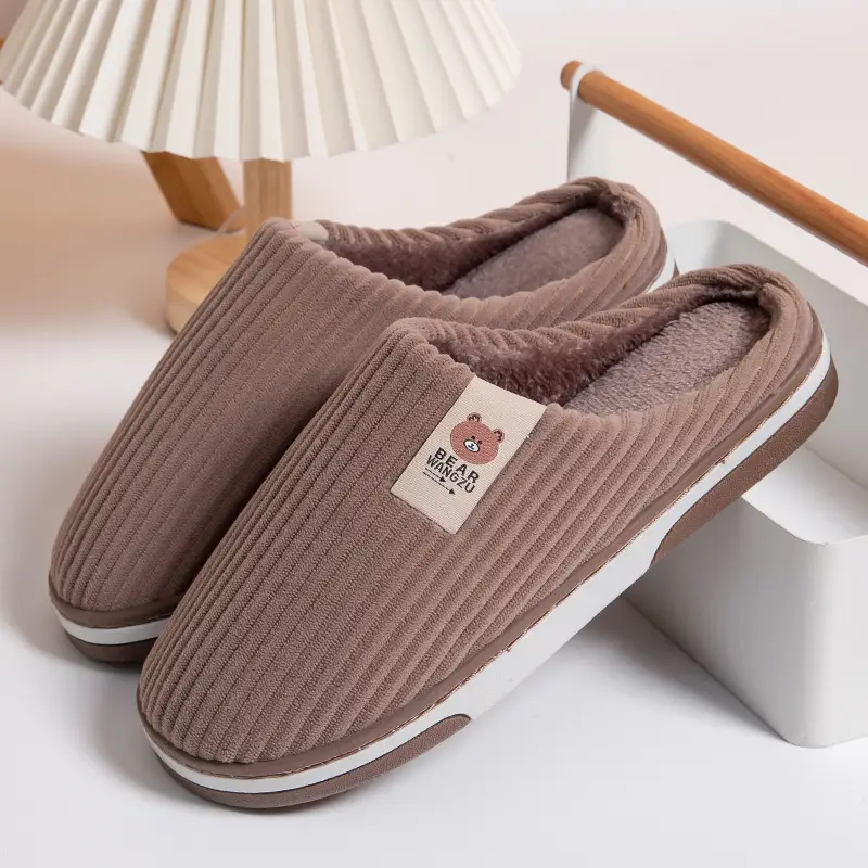 Cross-border cotton slippers autumn and winter warm two-color TPR bottom non-slip odorless home warm feet winter Mao Mao slippers