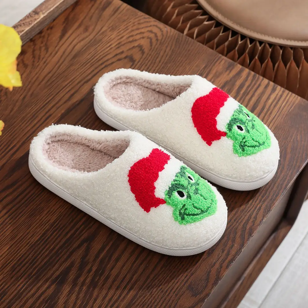 Amazon Grinch balloon Christmas Halloween explosion cotton slippers men and women home winter wool slippers cross-border - Image 50
