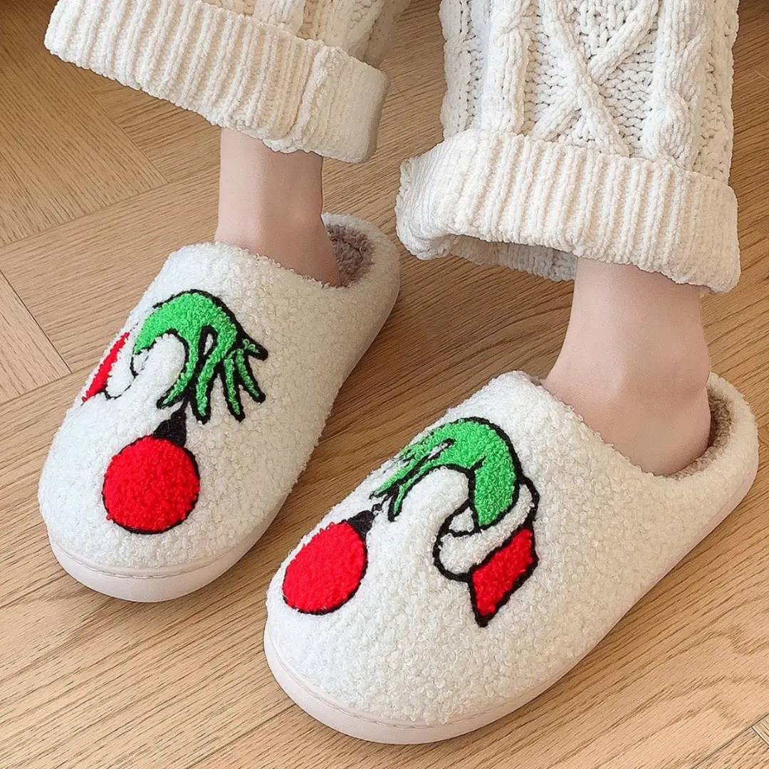 Amazon Grinch balloon Christmas Halloween explosion cotton slippers men and women home winter wool slippers cross-border - Image 51