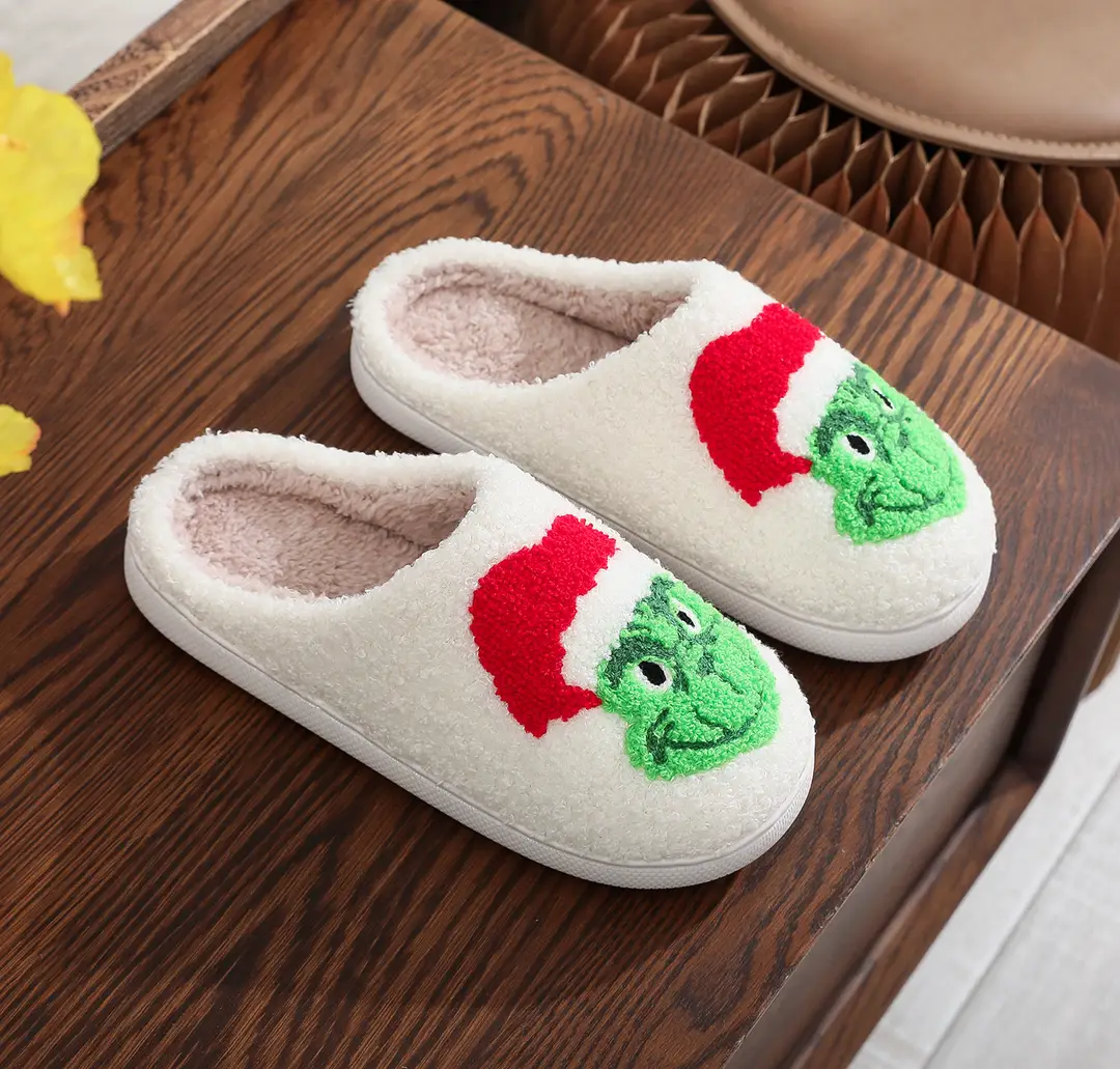 Amazon Grinch balloon Christmas Halloween explosion cotton slippers men and women home winter wool slippers cross-border — feature 1