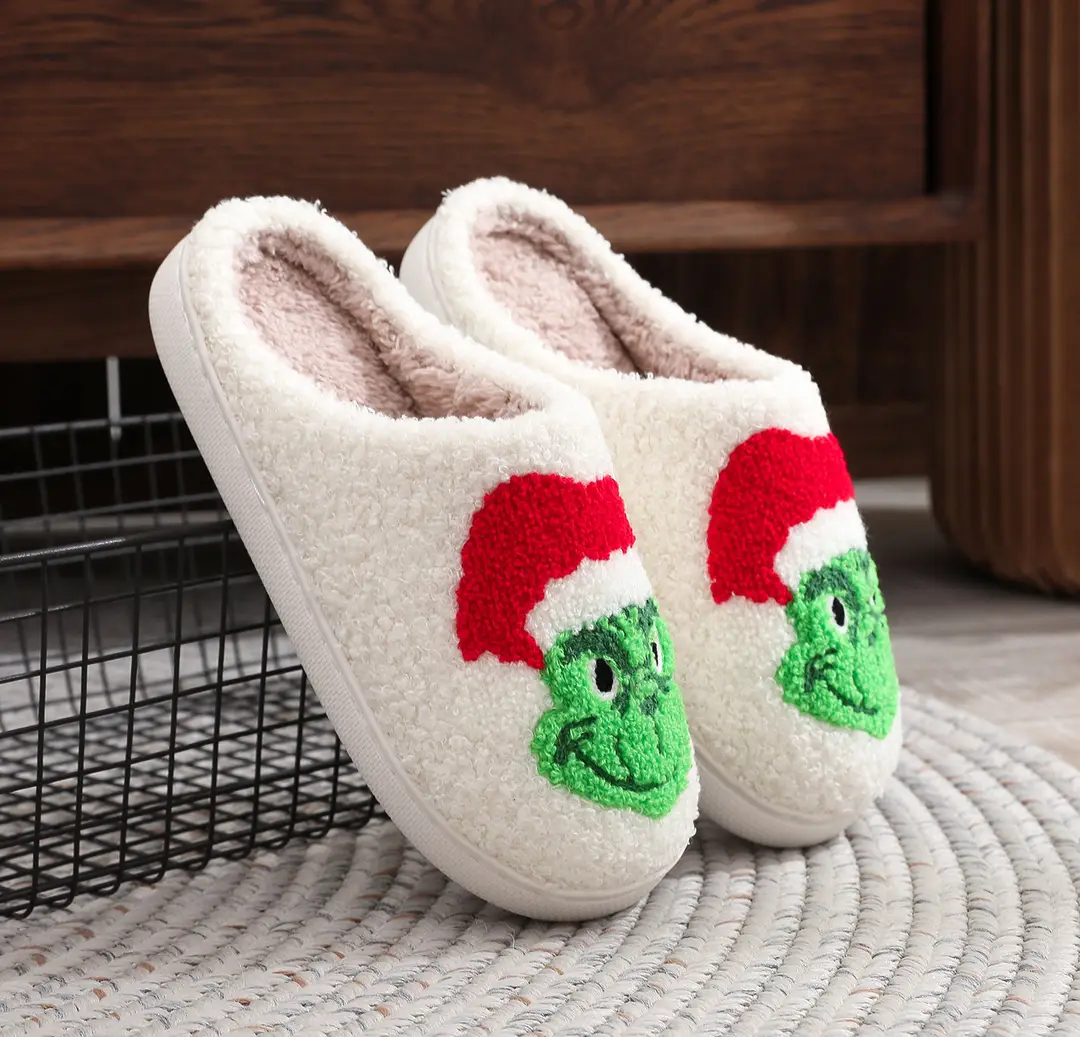 Amazon Grinch balloon Christmas Halloween explosion cotton slippers men and women home winter wool slippers cross-border — feature 2