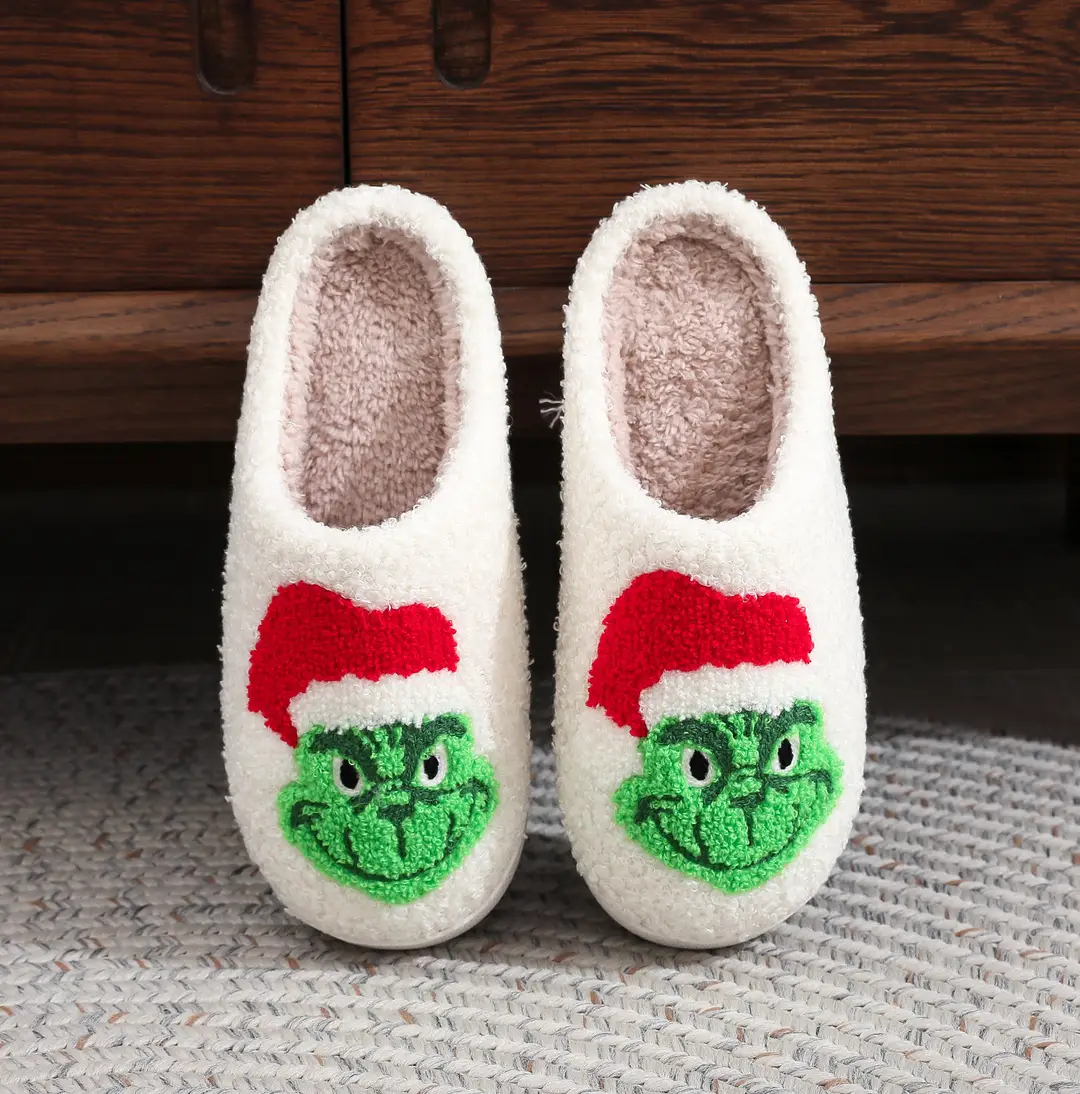 Amazon Grinch balloon Christmas Halloween explosion cotton slippers men and women home winter wool slippers cross-border — feature 3