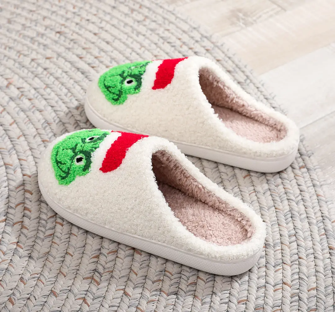 Amazon Grinch balloon Christmas Halloween explosion cotton slippers men and women home winter wool slippers cross-border — feature 4