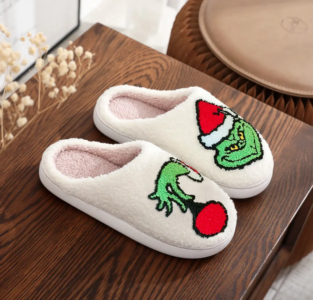 Amazon Grinch balloon Christmas Halloween explosion cotton slippers men and women home winter wool slippers cross-border - Image 2