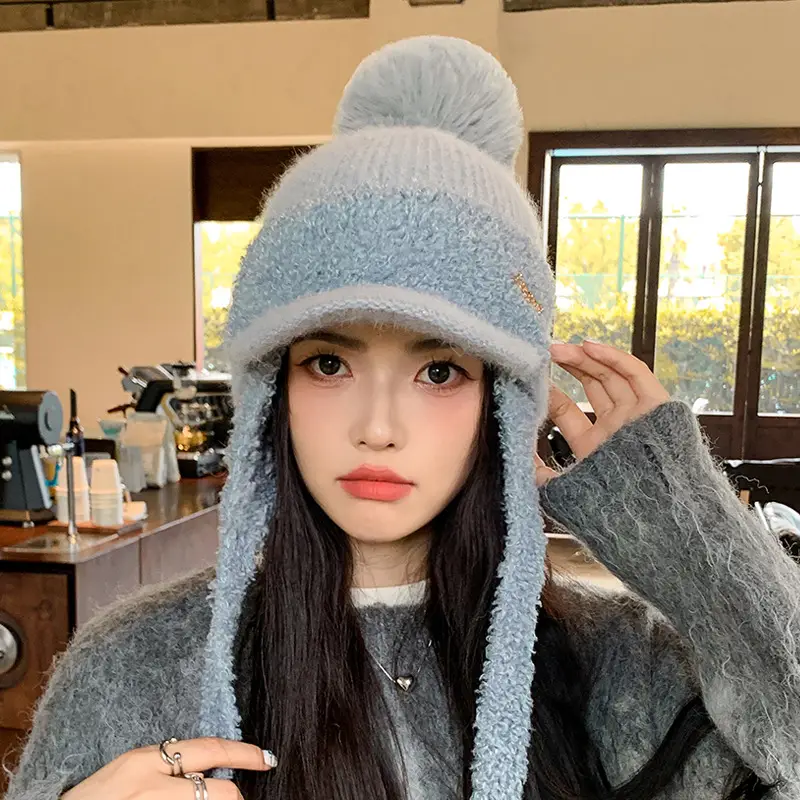 Women Korean Style Wool Fur Ball Hat Windproof Warm - Image 9