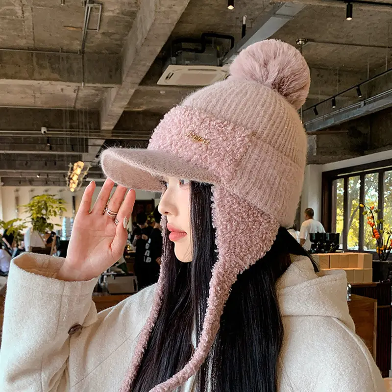 Women Korean Style Wool Fur Ball Hat Windproof Warm - Image 10
