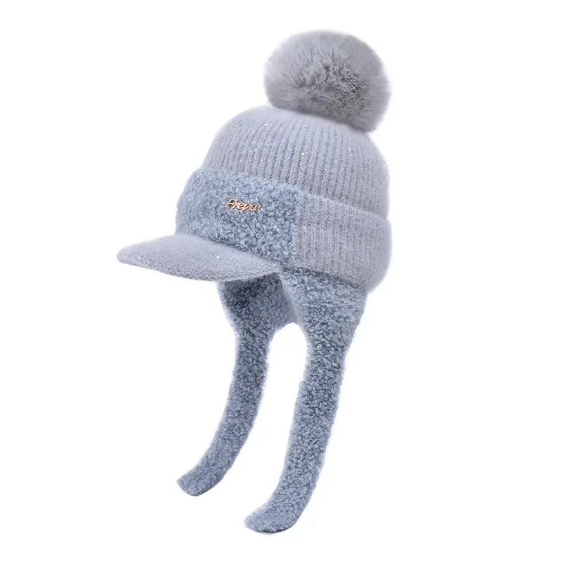 Women Korean Style Wool Fur Ball Hat Windproof Warm - Image 11
