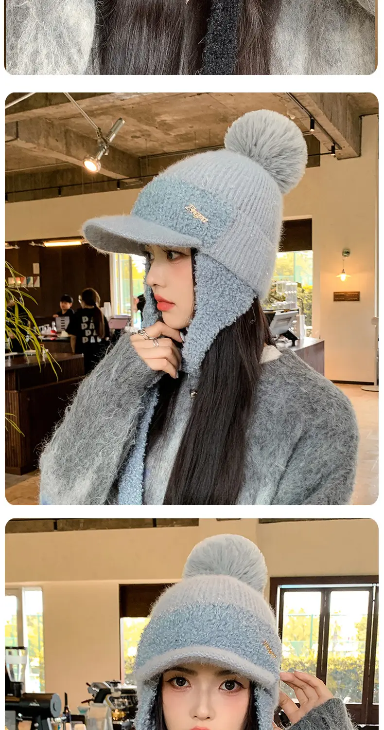 Women Korean Style Wool Fur Ball Hat Windproof Warm — feature 11