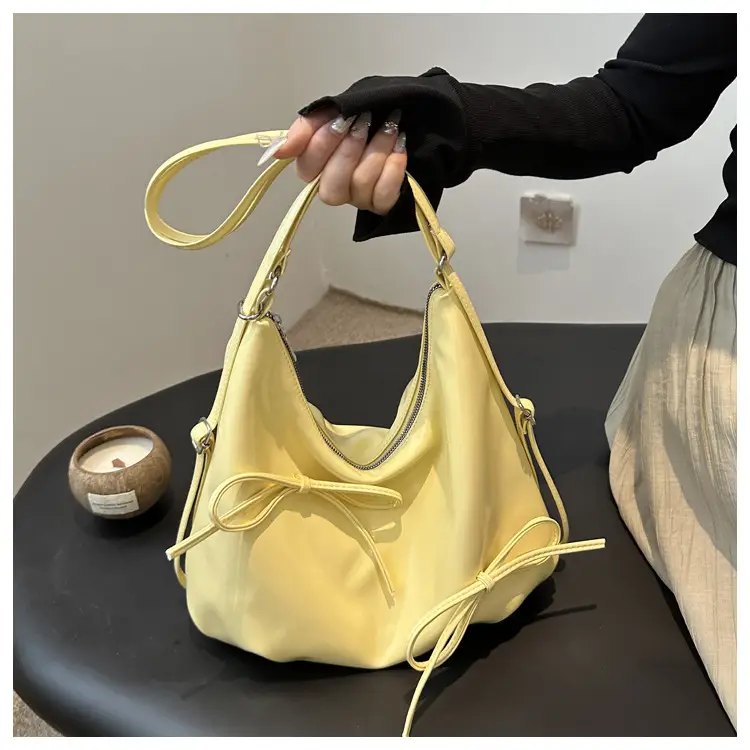 Golden French Style Pleated Shoulder Bag - Image 5